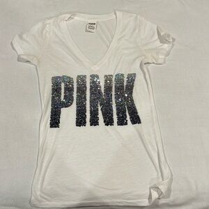 Pink white tee